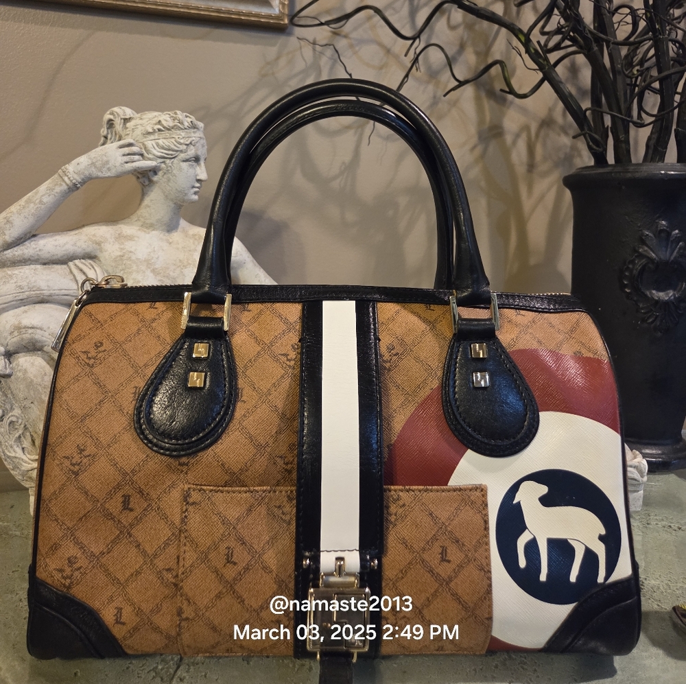 L.A.M.B. Gwen Stefani BULLSEYE Speedy Satchel LEATHER Designer #93
